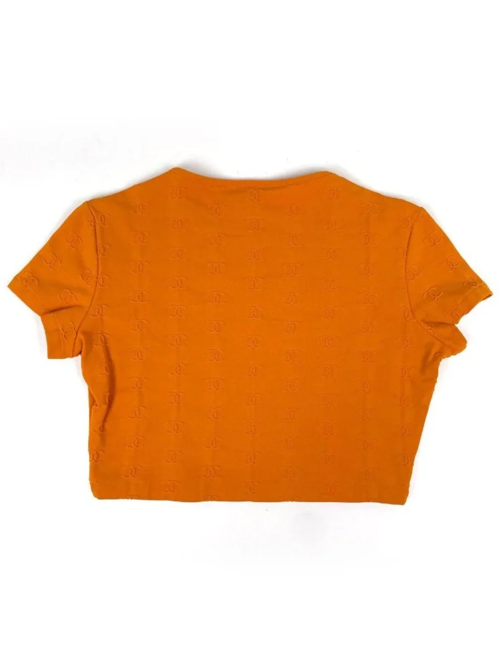 Chanel CC Logo Short Sleeve T-Shirt Top Orange